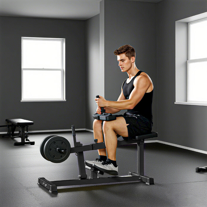 Adjustable Steel Seated Calf Raise Exercise Strength Training Gym Equipment, Black