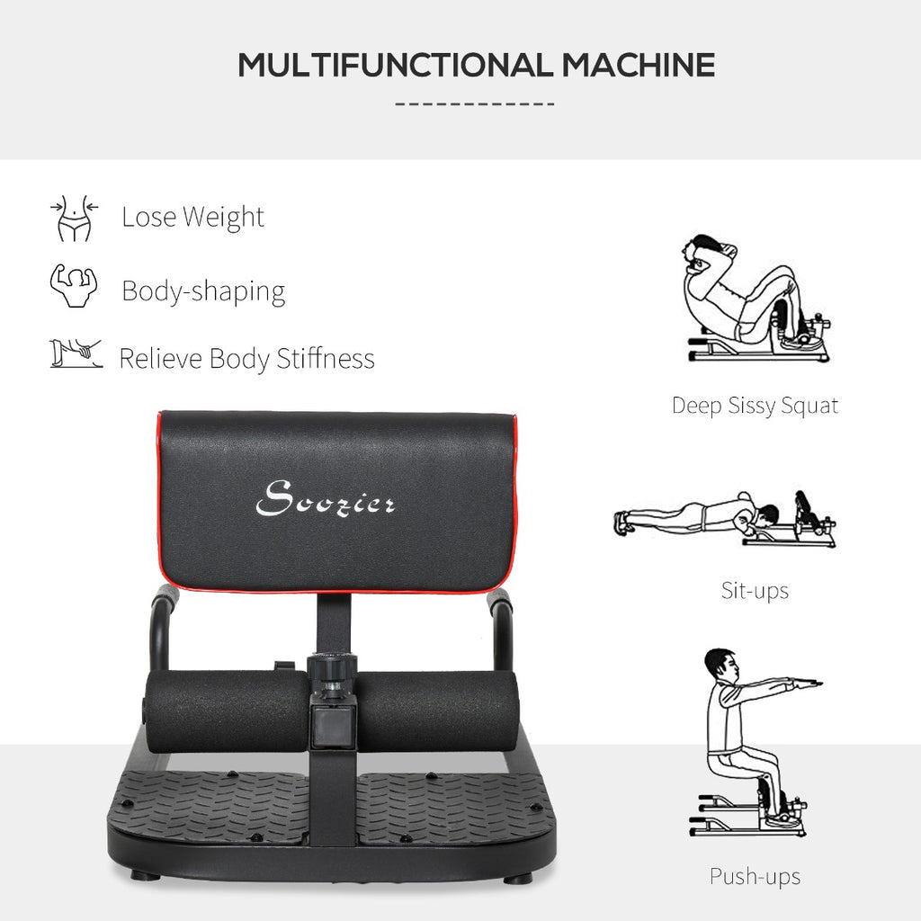 3-in-1 Padded Push Up Sit Up Deep Sissy Squat Machine Abs Training Home Gym Fitness Workout Equipment
