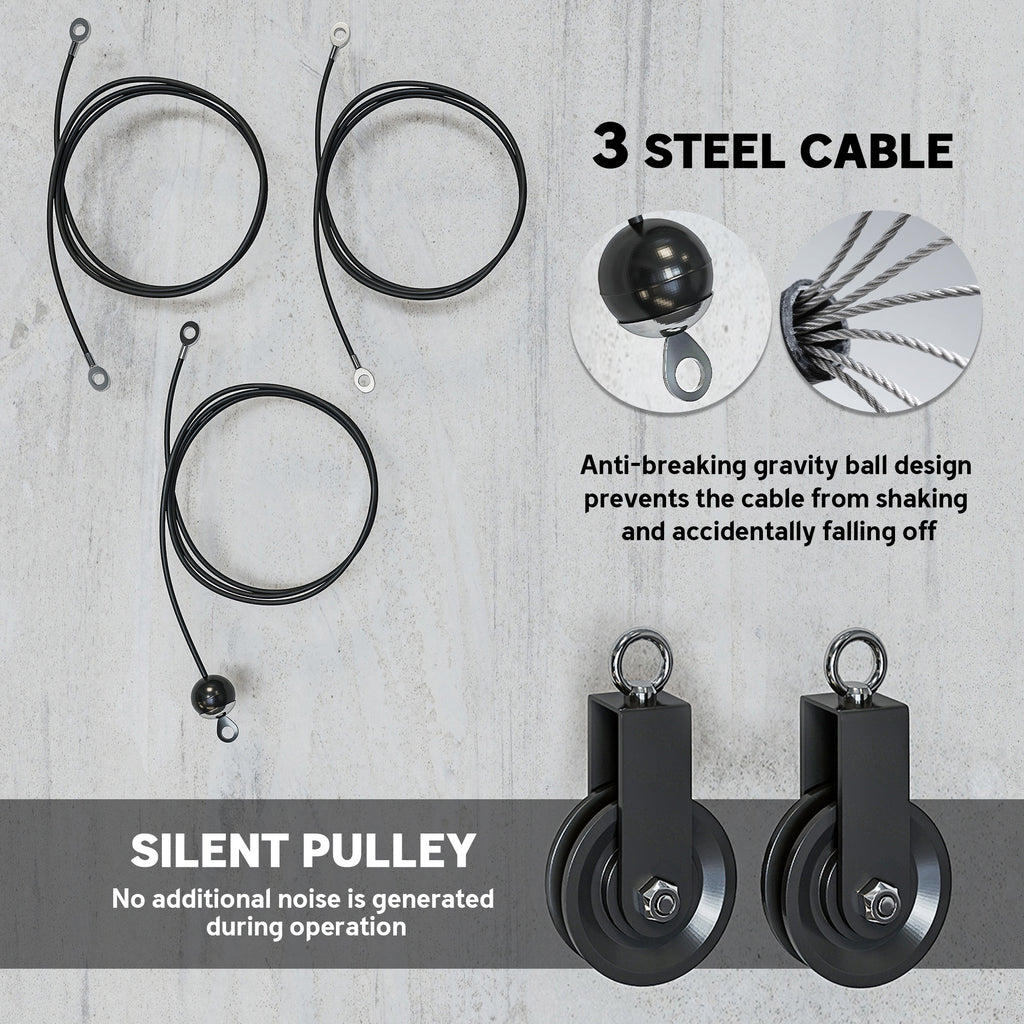 Weight Cable Pulley System for Home Gym with Universal Loading Pin for LAT Pull Down, Biceps Curl Workout, Red