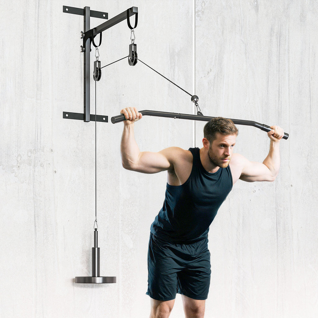 Weight Cable Pulley System for Home Gym with Universal Loading Pin for LAT Pull Down, Biceps Curl Workout, Red